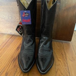 NWT Justin Western Boots pointy 7.5 black